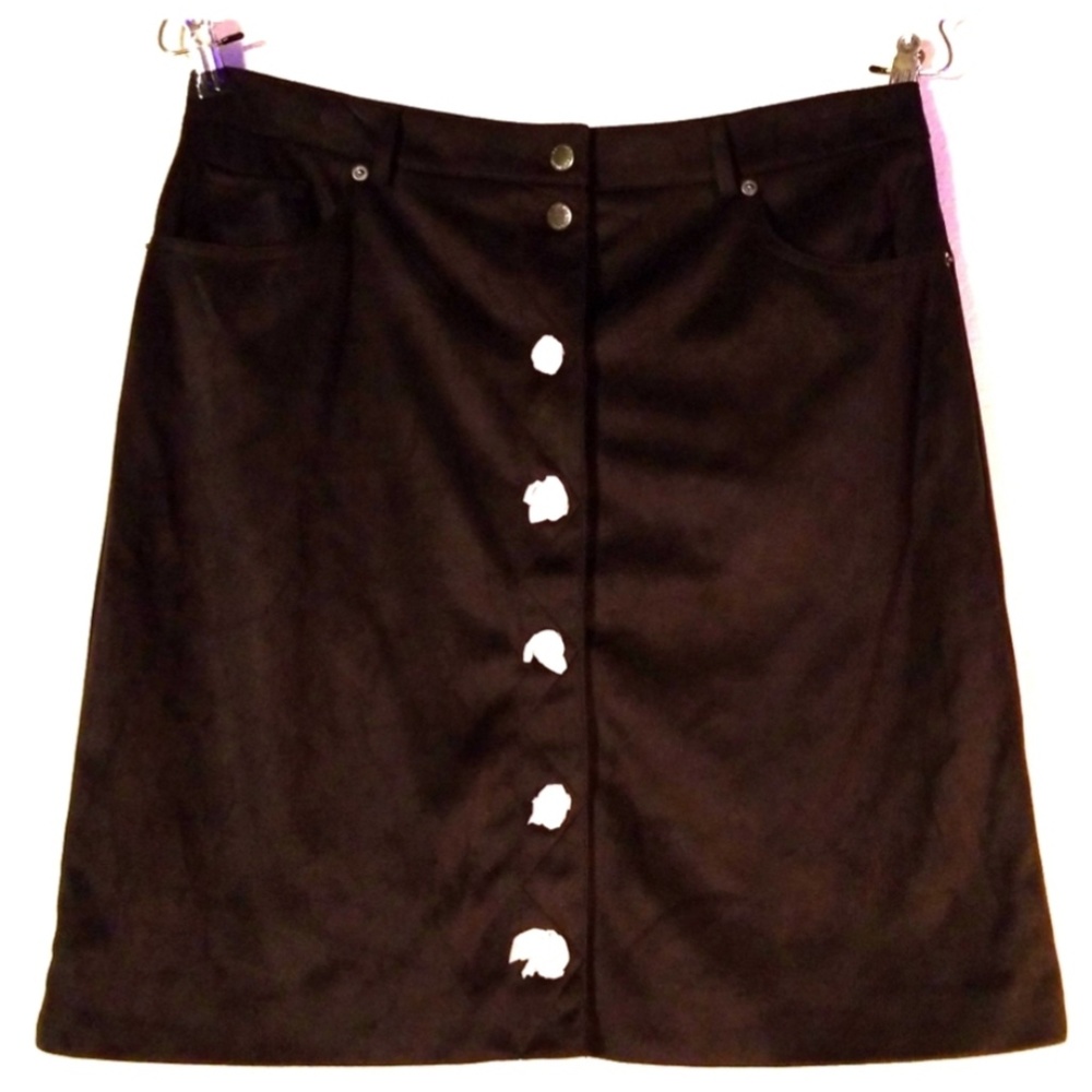 G by Giuliana Black Faux Suede Skirt